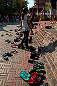 Ayutthaya, Thailand. Worshipping at Wat Yai Chai Mongkhon. 